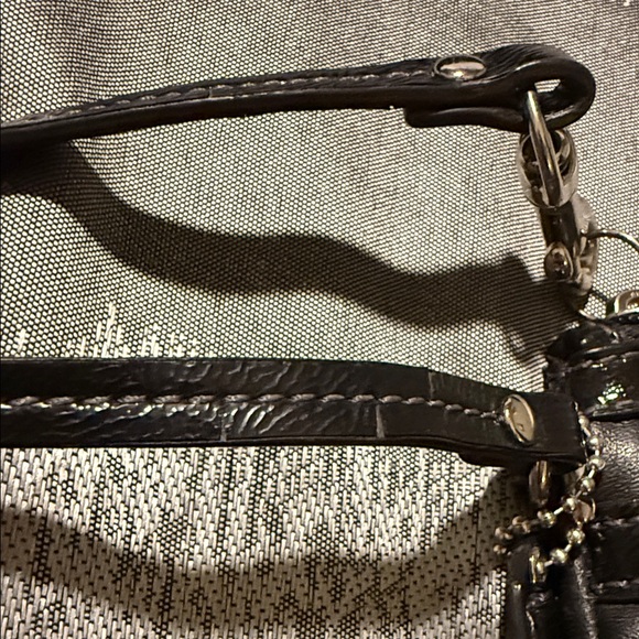 Coach Penelope Black Leather Wristlet with Silver Accents - Picture 7 of 12